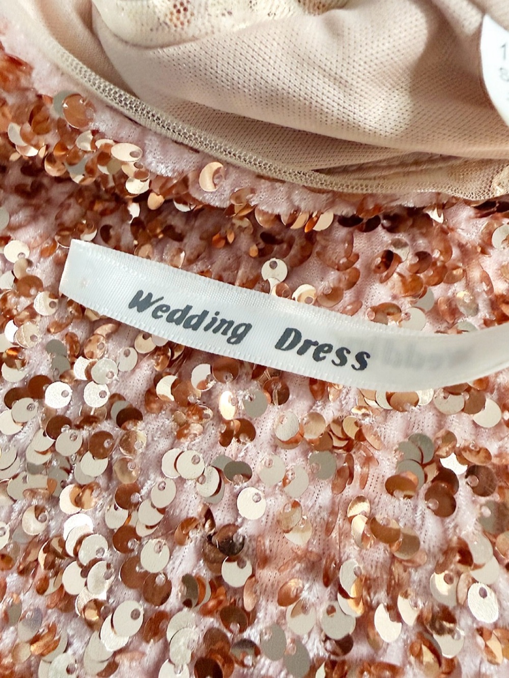 Rose Gold Sequin One-Shoulder Mini Dress Size 2 Open Back Cocktail Party Dress - Picture 7 of 7
